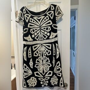 Adrianna Papell black and white geometric sequin mini dress Embellished